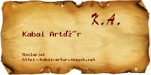 Kabai Artúr névjegykártya